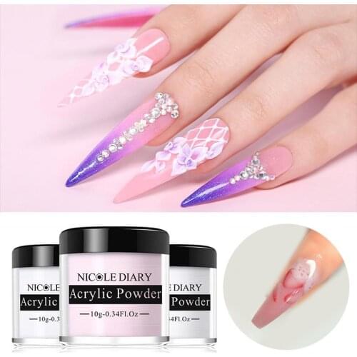 NICOLE DIARY 10ml Acrylic Powder Nail Extension Design Powder Engraving 3D Pattern Dust For Manicuring Art Decoration