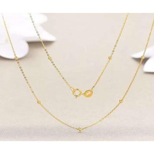 ZHIXI Real 18K Gold Necklace Jewelry Fine Pendant Chain Pure AU750 Yellow Gold Round Ball For Women Wedding Gift X500