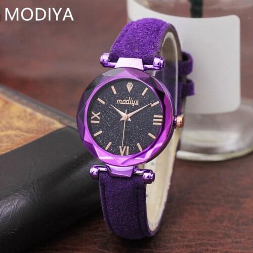 MODIYA Fashion Top Brand Luxury Starry Sky Women Wrist Watches Leather Quartz Clock Modern Wristwatch Women Orologio Donna