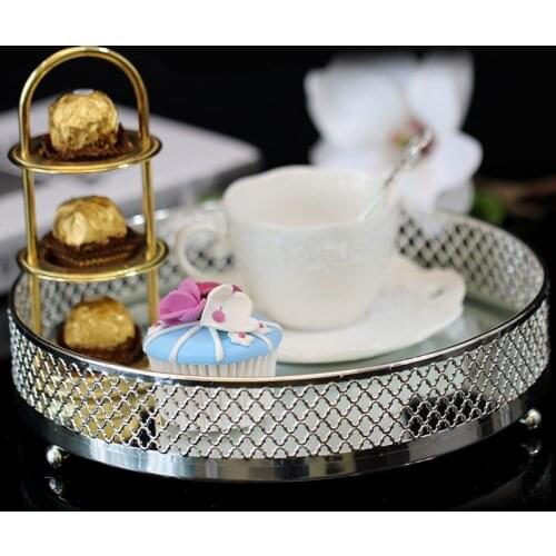 European Metal Plate With Silver Tray The Wedding A Snack Fruits Tea Tray Paper Cup Dessert Platform Exhibition Disc