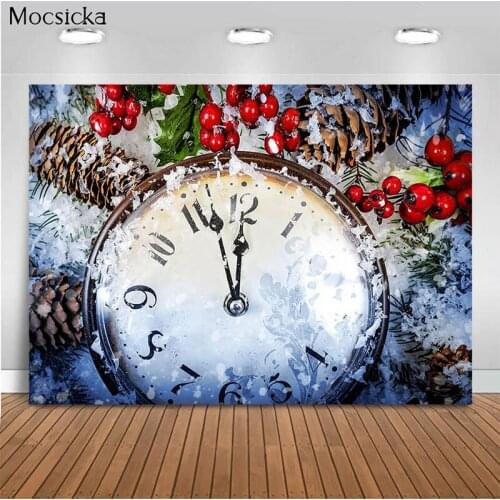 Child Portrait Photo Background Winter Clock Cherry Decoration Style Baby Shower Photo Wallpaper Photography Props Banner
