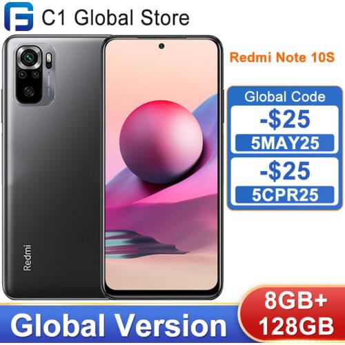 Global Version Xiaomi Redmi Note 10S 8GB 128GB Smartphone MTK Helio G95 64MP Quad Camera 33W Charging 6.43" AMOLED Display