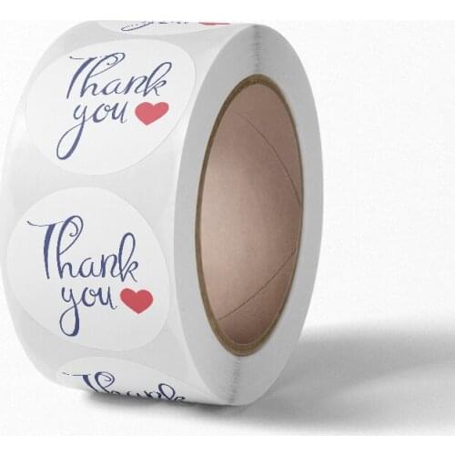 J022 New Arrival 2.5cm Circle Thankyou Adhesive Sticker 1 Inch Size All Season Full Color Printing Coated Paper Label