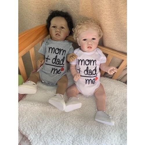 56CM Original NPK Full body silicone reborn baby doll with teeth two skin colors lifelike 100% hand made detailed painting doll