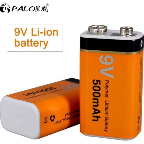 PALO 9V500MAH Lithium rechargeable battery 9v li ion 6f22 rechargeable battery