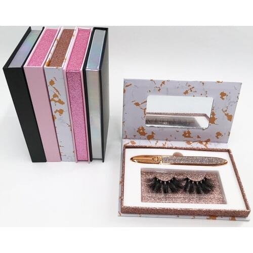 Hot Sale Custom Logo Magnetic Eyeliner Eyelash Case With 25mm Mink Lashes Rhinestone Eyeliner Glue Pen Tweezers Set Of Lashes