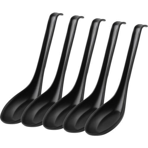 Melamine Resin Soup Spoons Set Long Handle Miso Ramen Spoon Non Stick Rice Wonton Noodle Spoons Durable Serving Spoons Flatware