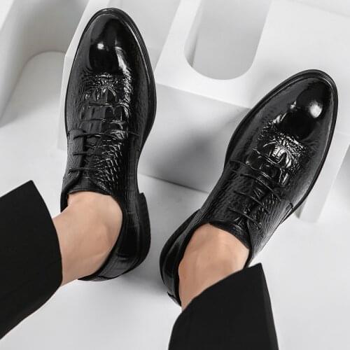 M-anxiu 2021 High Quality Mens FAshion Business Dress Shoes Breathable Lace-up Pointed Leather Shoes Black