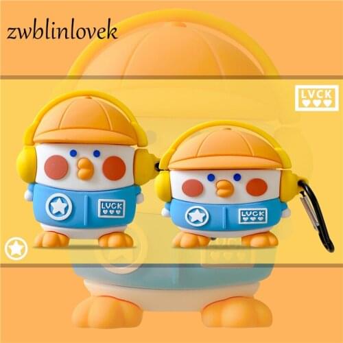 Cute Cartoon Music Duck Happy Animal 3D Case For Airpods 1 2 Pro Soft Silicone Case Wireless Bluetooth Headphone Protective Cove