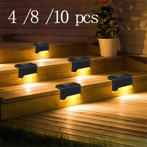 4/8/12pcs Solar Powered Fence Deck Lights Wall Step Stairs LED Christmas Lights Outdoor Solar Garden Step Light Landscape Light