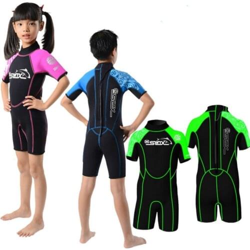 Slinx 2mm Neoprene Short Sleeves Kids Wetsuit Boy Girl Rash Guard Swim Scuba Diving Wet Suit Snorkeling Surf Wear Clothes