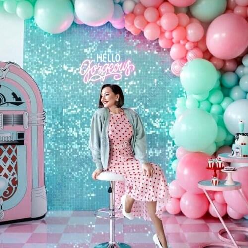 Custom Shiny Sign Silver Square Panel Glam Backdground Shop Window Background Blush Irridescent Backdrop Big Shimmer Sequin Wall