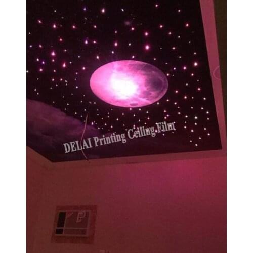 M14 Stars in the Sky Printing Ceiling Film Full Moon Stretch Ceiling Film with fiber opti lighting decoration