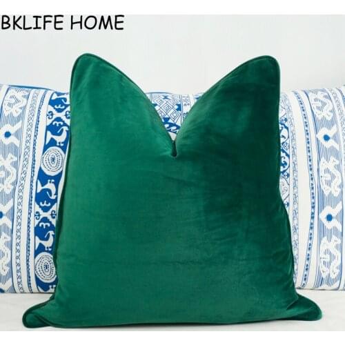 Piping Design Luxury Green Velvet Cushion Cover Pillow Case Soft Pillow Cover No Balling-up Without Stuffing