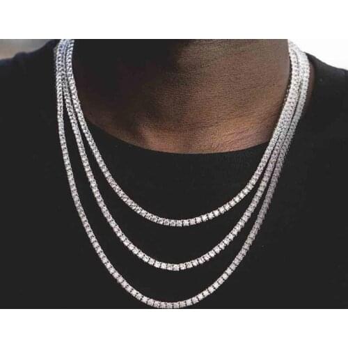 Luxury Jewelry 3-8mm 100% CZ Zircon Tennis Chain Necklace Wholesale Iced Out Hip Hop Micro Pave CZ Bracelet Chains Dropshipping