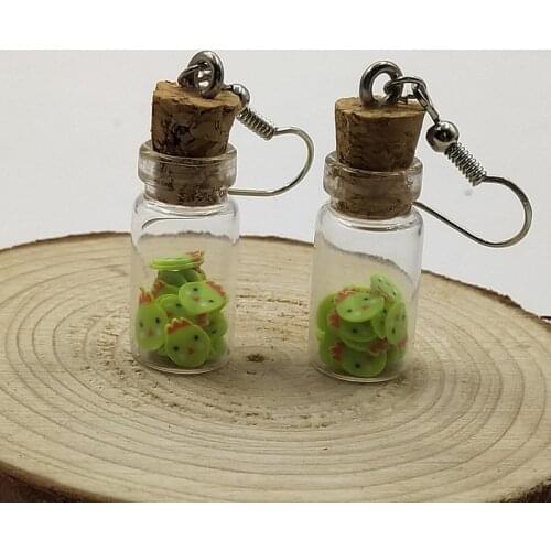 1pai Model Soft Ceramic chick & Glass Bottle Earring Womens Fashion Creative Jewelry Hand-made DIY Personal Gifts