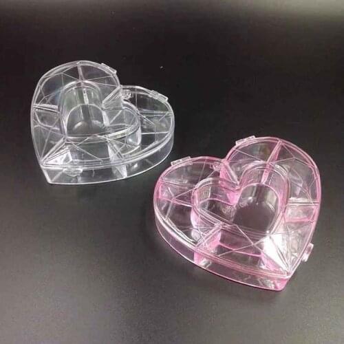 Pink Clear Heart Plastic Storage Box Jewelry Box Jewelry Organizer Holder Cabinets For Small objects