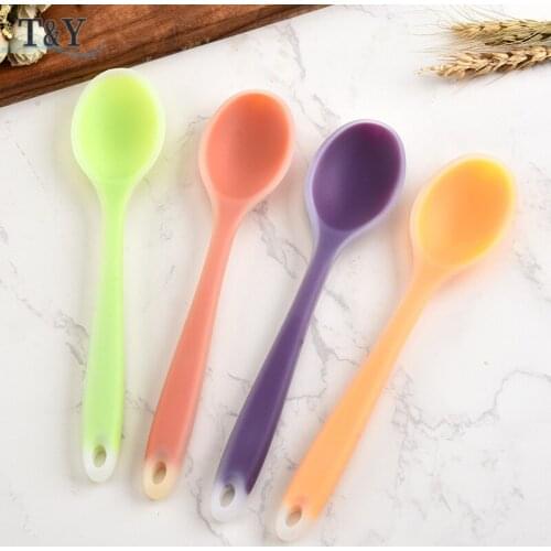 T&Y 1pc 20.5cm Silicone Rice Spoon - Heat Resistant Nonstick Kitchenware Tableware Children Learning Spoon Safe for Cookware