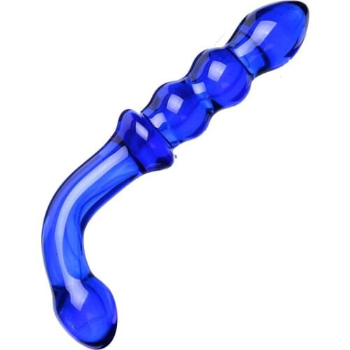 Blue Glass Anal plug long Dildos Crystal Penis pyrex glass anal big dildo butt adult sex toys for women men gay prostata massage