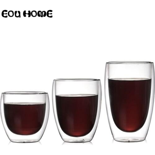 250/350/450ML Handmade Heat Resistant Double Wall Glass Tea Drink coffee milk Cup Insulated Clear Glasses Whiskey Drinkware