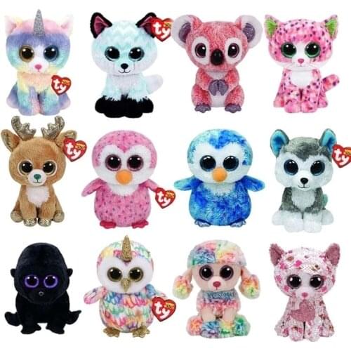 Ty Beanie Boos Big Eyes Unicorn Fox Cat Penguin Poodle Owl Plush Stuffed Animal Super Soft Bedside Toys Doll Gift For Kids 15CM