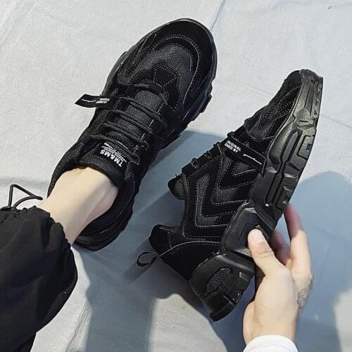ZEEKSON Winter wild plus velvet mens shoes Korean version of the trend wild old school pure black sports casual shoes tide shoe