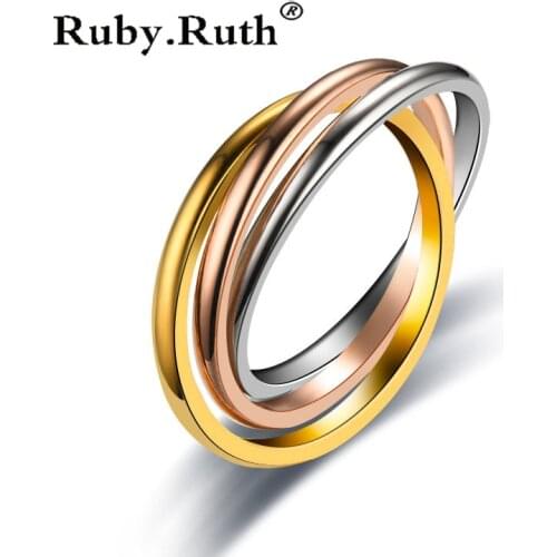 3 Set Rounds Ring Women Stainless Steel Wedding Engagement Female Finger Jewelry