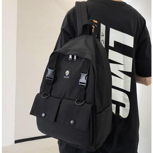 Women Waterproof Nylon Boy Backpack Cute Student College Men School Bag Buckle Girl Kawaii Backpack Male Fashion Book Bag Ladies