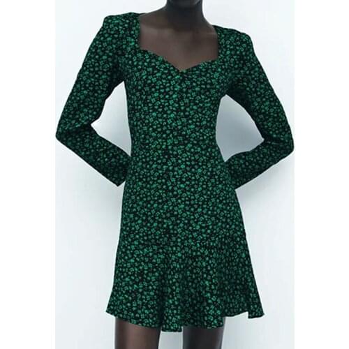 ZA New Summer French Broken Flower Holiday Women O-neck Vestidos Full Sleeve Sexy Hollow Out Fashion Strapless Chic Mini Dress