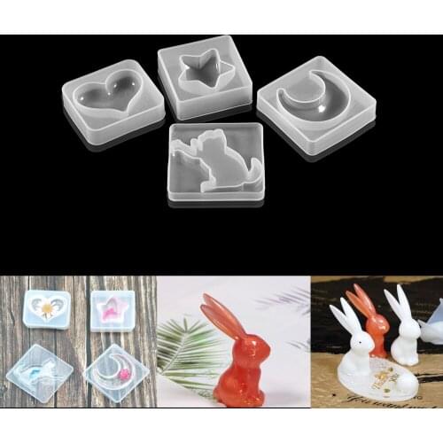 1pcs Cat Silicone Molds Epoxy Resin Craft Jewelry Making Mini Heart Moon Star Transparent Mold Resin DIY Charms Keychain Tools