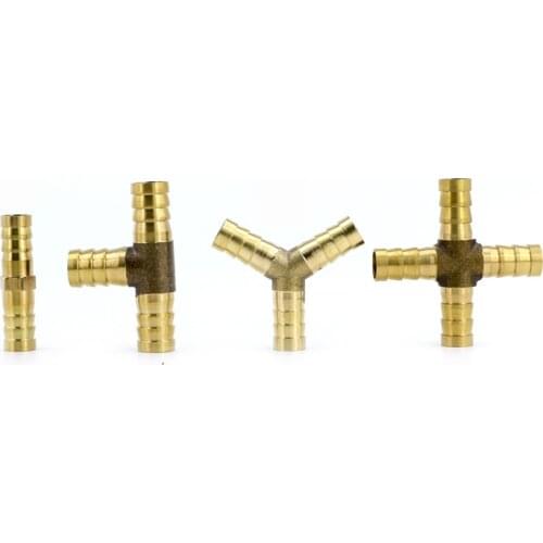 4/6/8/10/12/14/16/19mm Hose Copper Pagoda Water Tube Fittings 2 3 4 Way Brass Barb Pipe Fitting Barb Connector Adapter