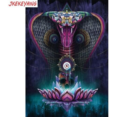 5D DIY square/round Diamond painting Snake and lotus Cross Stitch Diamond Embroidery Pattern Rhinestone J3002
