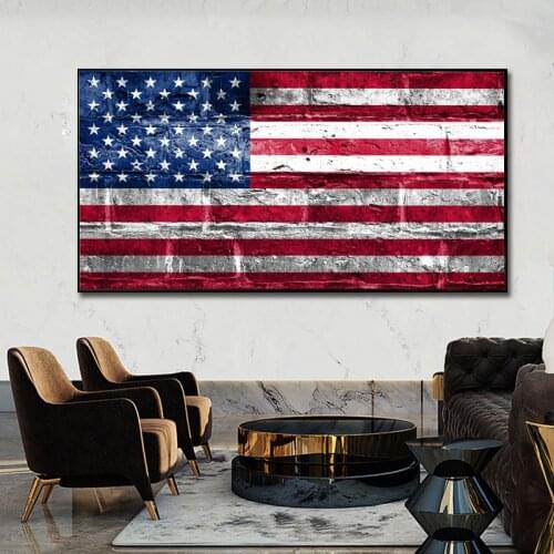 Abstract American Flag Canvas Painting United States Eagle Poster and Prints Wall Art Pictures for Living Room Home Hotel Decor