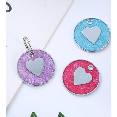 Heart Dog Tags with Rring Cute Pet Pendant for Collar Durable Cat Nameplate Anti-lost Puppy Tag Dog Accessories