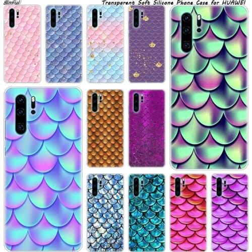 Hot Colorful Fish Scale Soft Silicone Phone Case for Huawei P30 P20 Pro P10 P9 P8 Lite 2017 P Smart Z Plus 2019 NOVA 3 3i Cover