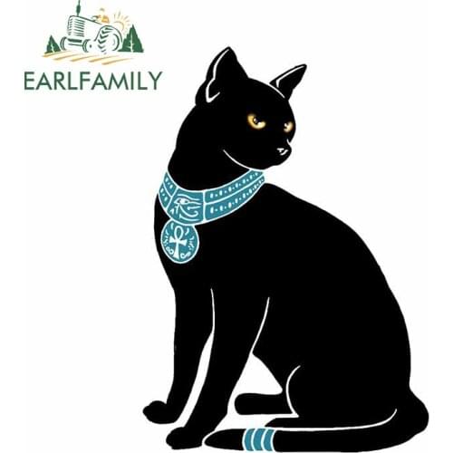 EARLFAMILY 13cm x 9.4cm for Egyptian Cat Animal Car Stickers Waterproof Kids Room Scratch-proof Window Trunk Decal Decoration