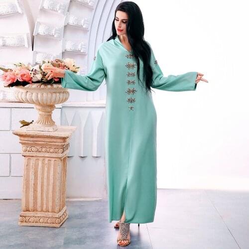 Fridayin Womens Fashion Casual Floral Dubai Turkey Style Hooded Solid Color Loose Abaya Caftan Muslim Vestidos Clothing