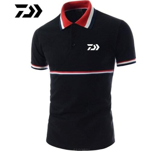Daiwa Brand Summer New Mens Outdoor Sports Fishing Short Sleeve T-shirt Color Matching Lapel Short Sleeve Fishing Polo Shirt