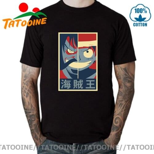 Tatooine Kanji Pirate King Roger VS Luffy T shirts women men Japanese Anime One Piece T-shirt Manga Pirate King Tshirt camisetas