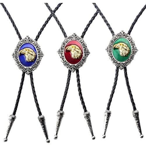 Bolo Tie Western Cowboy Rodeo Vintage Golden Eagle Engraving Bolo Necktie