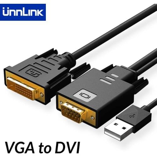Unnlink VGA to DVI D Cable Converter Adapter 1080P for Monitor Computer HDTV projector laptop desktop PC host
