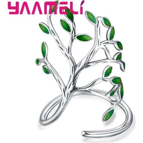 Miraculous Tree Shape Decoration Female Finger Ring Real 925 Sterling Silver Jewelry For Party Birthday