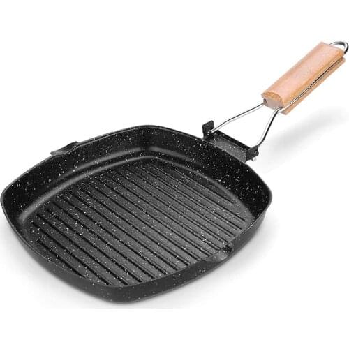 Outdoor Camping Cookware Frying Pan Grilling Pan with Folding Handle, Cooking Kitchenware for Outdoor Hiking and Picnic