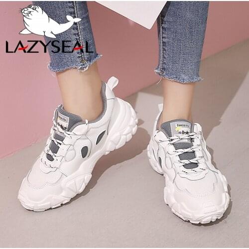 LazySeal New Air Mesh Ladies Sneakers Women Shoes Woman Height Increasing Ankle Boots For Women Lace-up Round Toe Walking Shoes