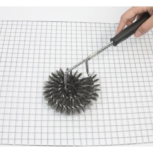 Hot Selling Practical BBQ Grill Cleaning Brush Steel Wire Round Kitchen Brush Cooking Gadget Accessories