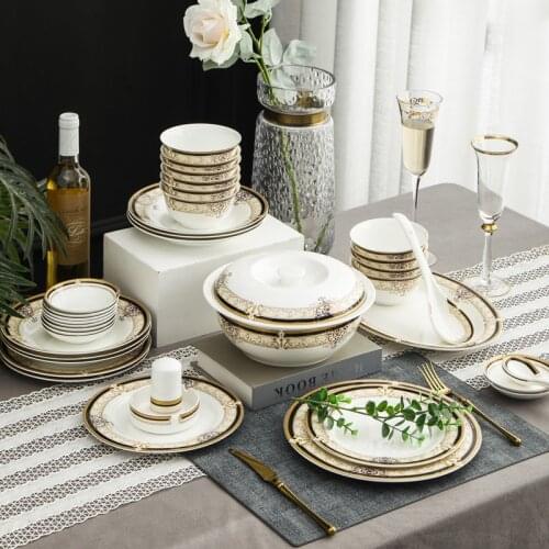 LingAo Jingdezhen Ceramic Vienna Home Bone Porcelain Bowl Set