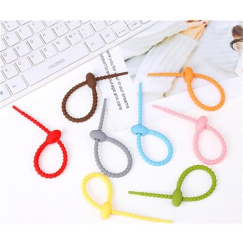 500pcs Reusable Cable Ties Silicone Zip Kitchen Storage Home Office Line Cord Winder Cable Strap Wire Tie Organizer Sealing Rope