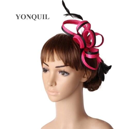 Sinamay Accasion Fascinator Headpiece Feather Wedding Headwear Race Hair Accessories Millinery Church Hats Multiple Color MYQ123