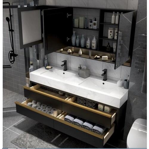 Marble vanity bathroom set bathroom cabinet combination solid wood bathroom washbasin vanity