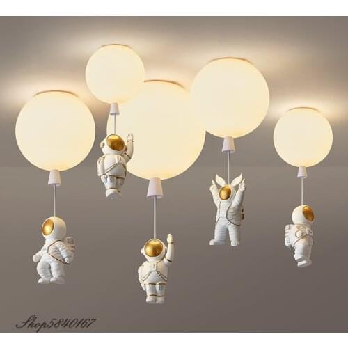 Nordic LED Ceiling Lamp Cartoon Astronaut Hanging Lamp for Children Bedroom Lamp Living Room Study Room Decor Ceiling Lights
